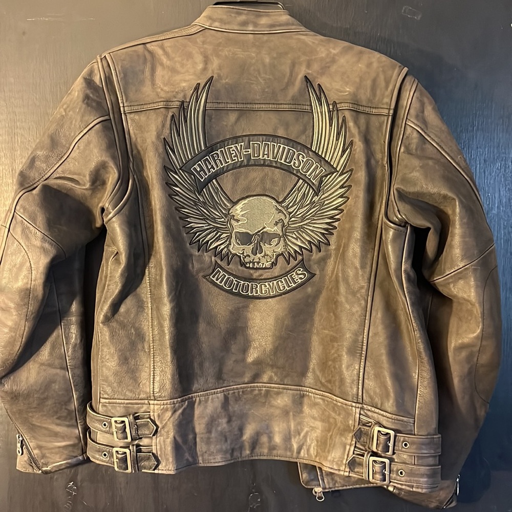 Leather Harley Davidson Motorcycle Jacket Sz L